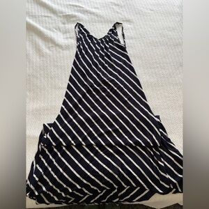 Striped Navy and White Maxi Dress